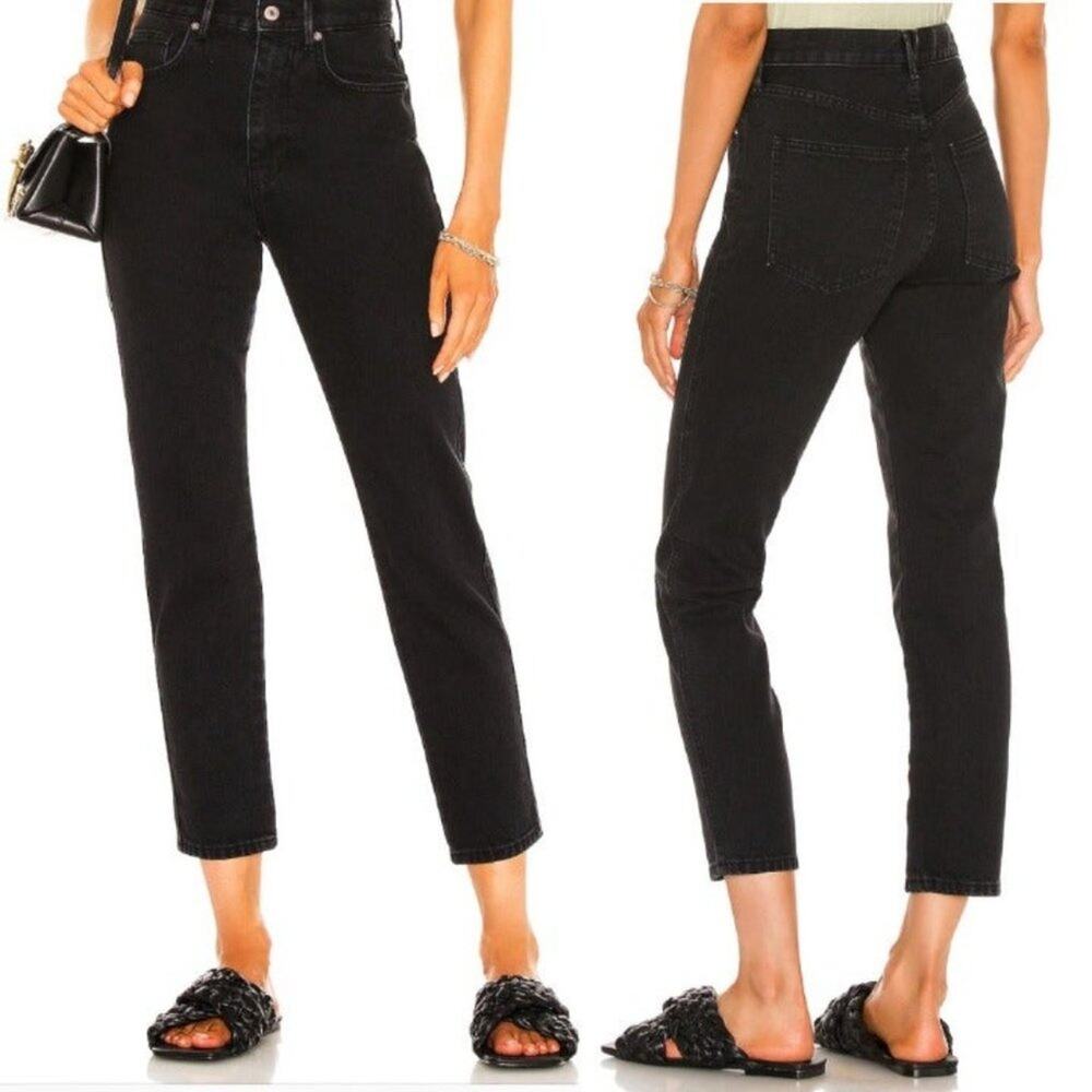 Free People Stove Pipe Jeans Black Cropped Size 26 NEW